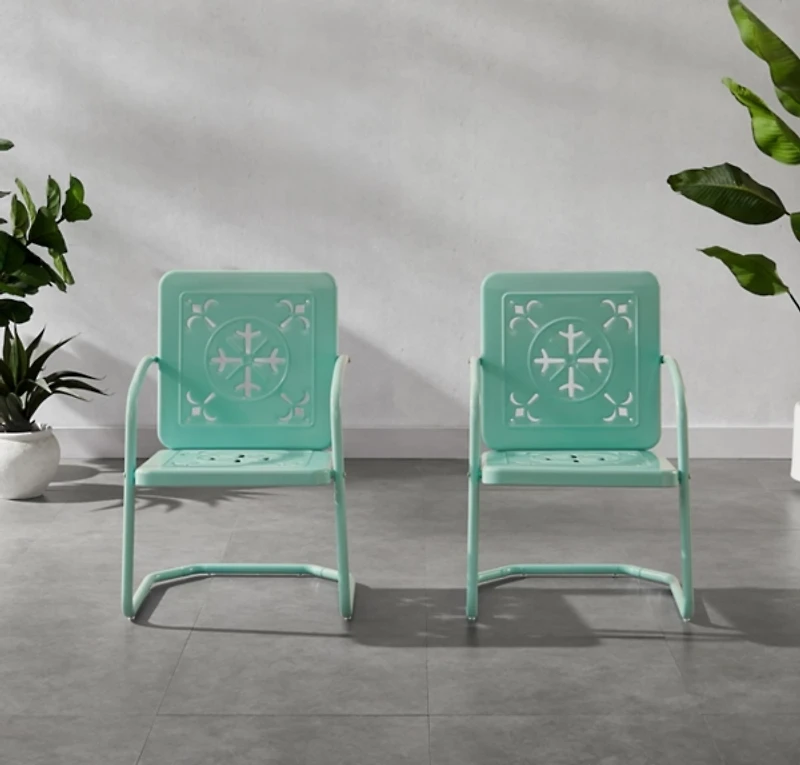 Aqua Retro Azalea Outdoor Chairs, Set of 2