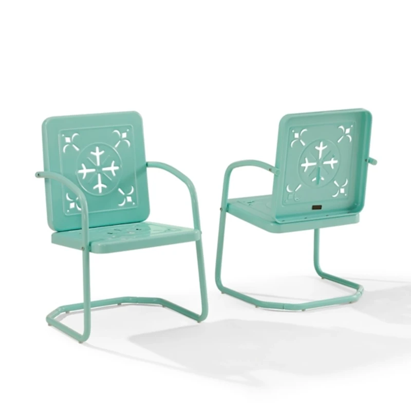 Aqua Retro Azalea Outdoor Chairs, Set of 2