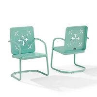 Aqua Retro Azalea Outdoor Chairs, Set of 2