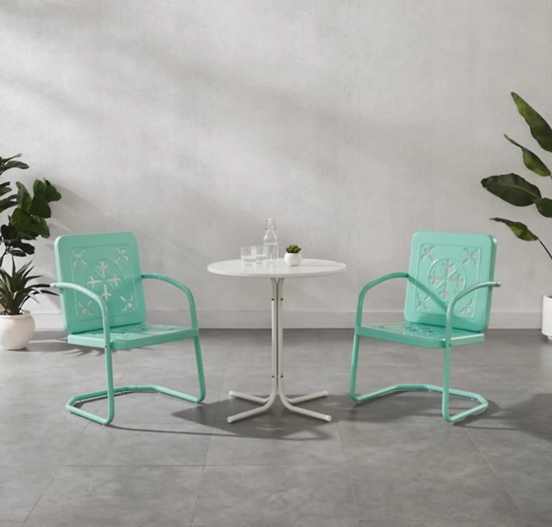 Aqua Retro Azalea 3-pc. Outdoor Bistro Set