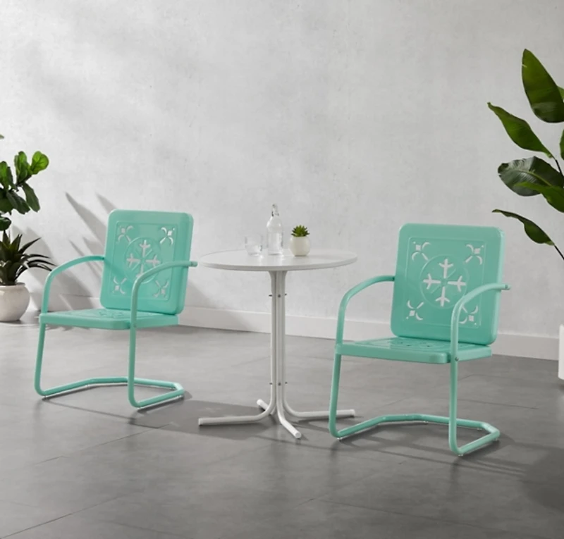 Aqua Retro Azalea 3-pc. Outdoor Bistro Set