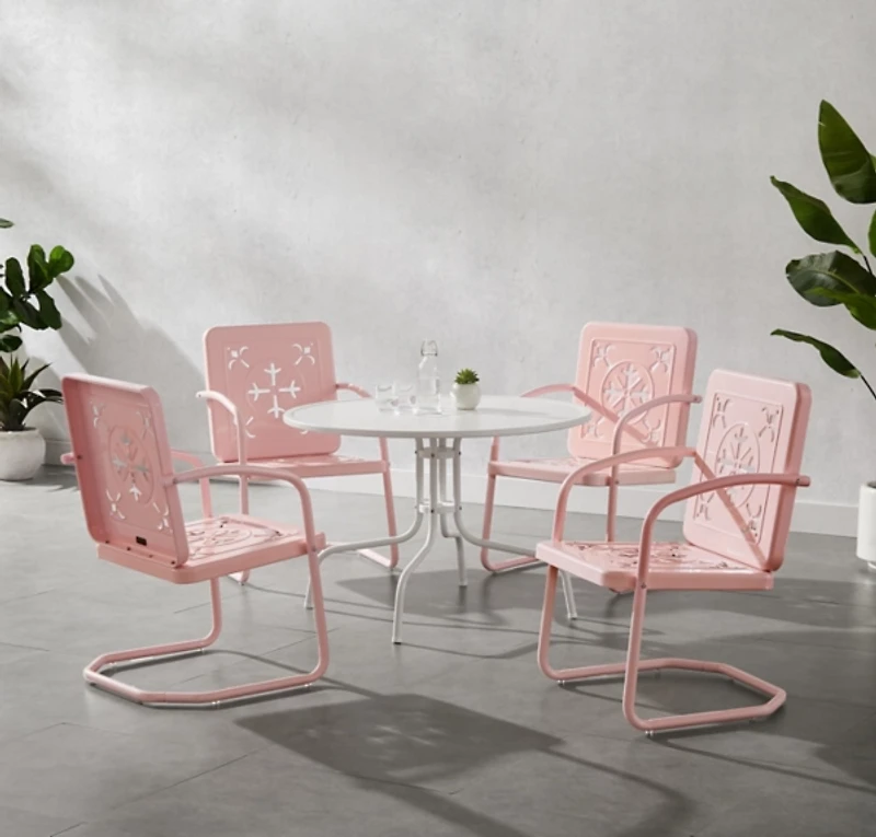Pink Retro Azalea 5-pc. Outdoor Dining Set
