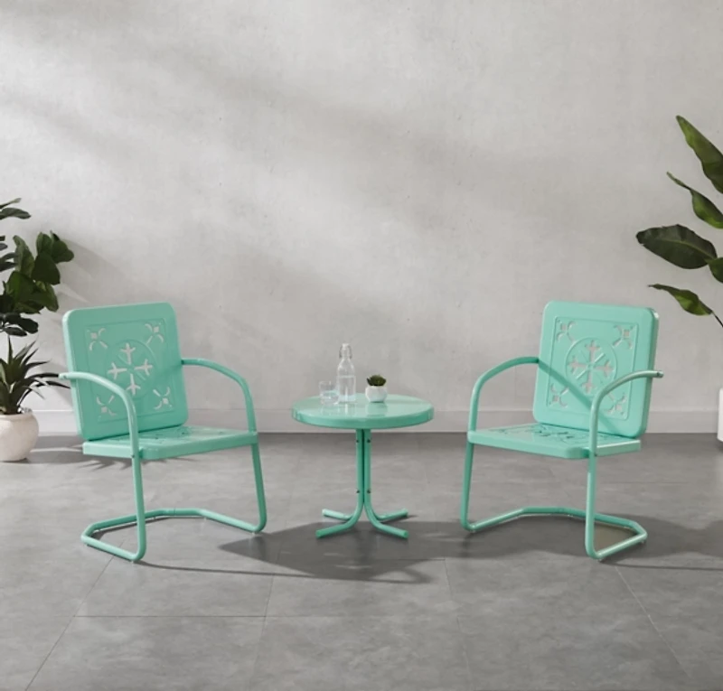 Aqua Retro Azalea 3-pc. Outdoor Conversation Set