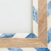 Blue Chevron Bone and Wood Picture Frame