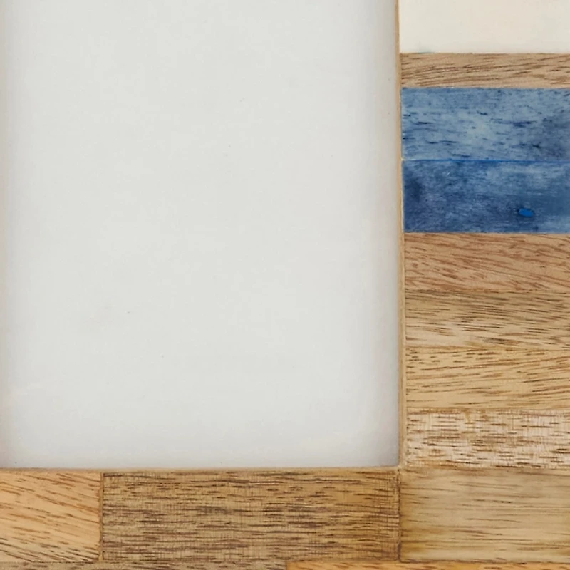 Blue Wood & Bone Picture Frame
