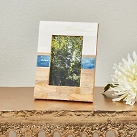 Blue Wood & Bone Picture Frame