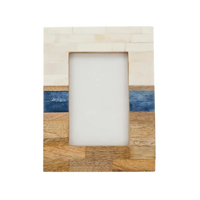 Blue Wood & Bone Picture Frame
