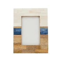 Blue Wood & Bone Picture Frame