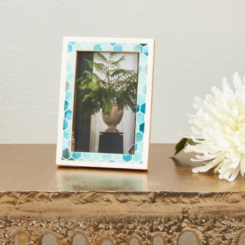 Blue Honeycomb Bone Picture Frame
