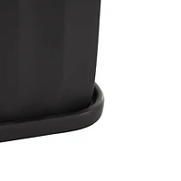 Matte Black Ceramic Ribbed Planters, Set of 3