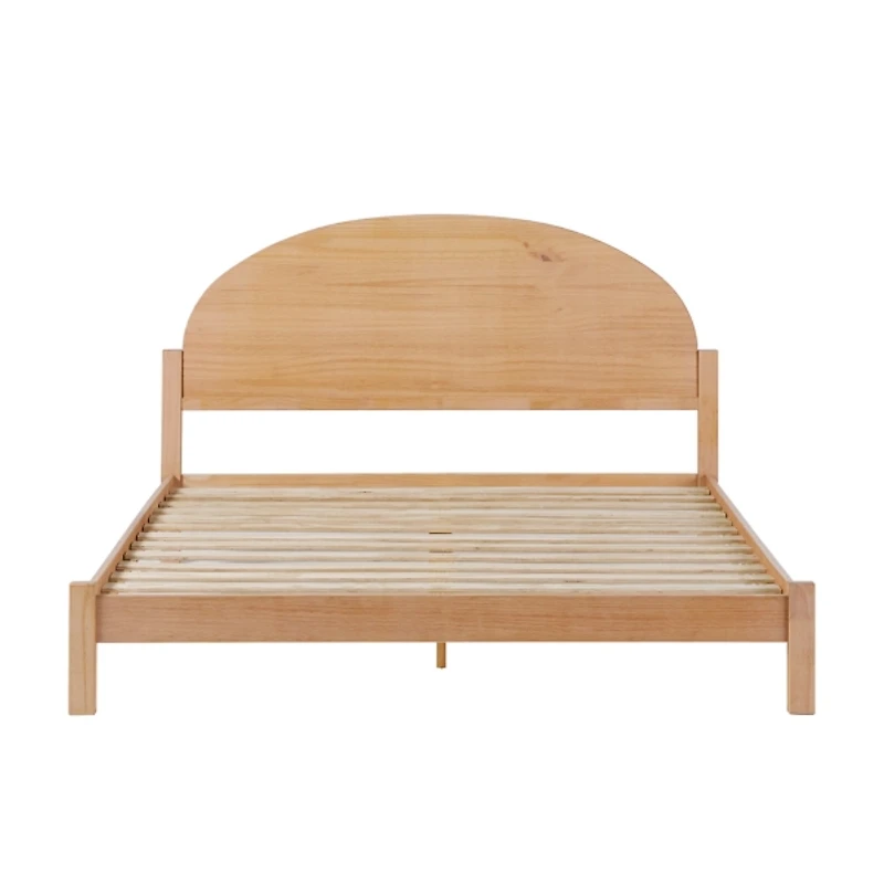 Natural Curved Headboard Wood Queen Bed