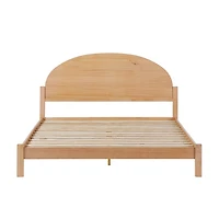Natural Curved Headboard Wood Queen Bed