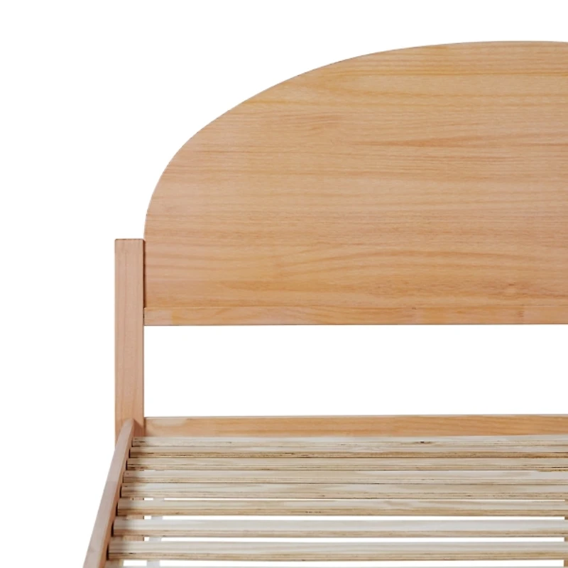 Natural Curved Headboard Wood Queen Bed