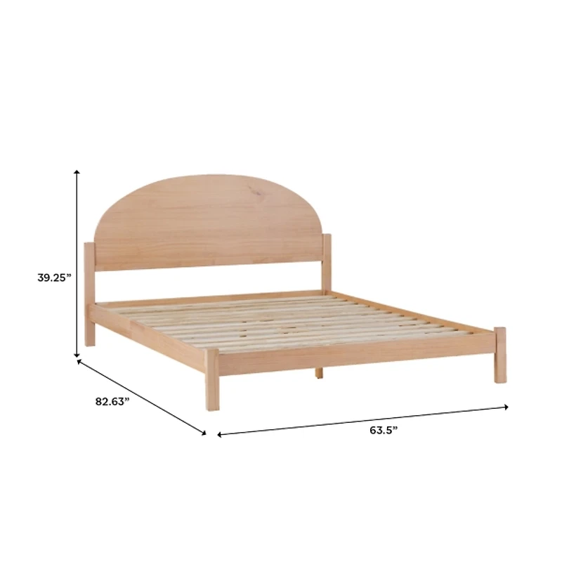 Natural Curved Headboard Wood Queen Bed