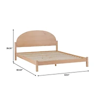 Natural Curved Headboard Wood Queen Bed