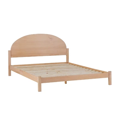 Natural Curved Headboard Wood Queen Bed