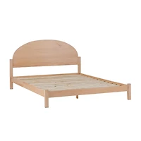 Natural Curved Headboard Wood Queen Bed