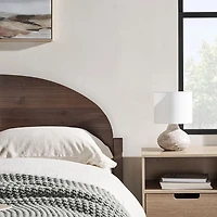 Walnut Curved Headboard Wood Queen Bed