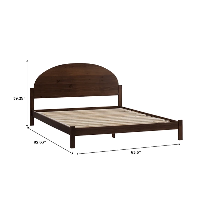 Walnut Curved Headboard Wood Queen Bed