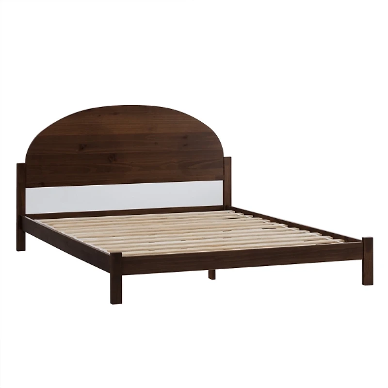 Walnut Curved Headboard Wood Queen Bed