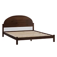 Walnut Curved Headboard Wood Queen Bed