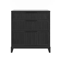 Black Wood Reeded Bedroom Dresser