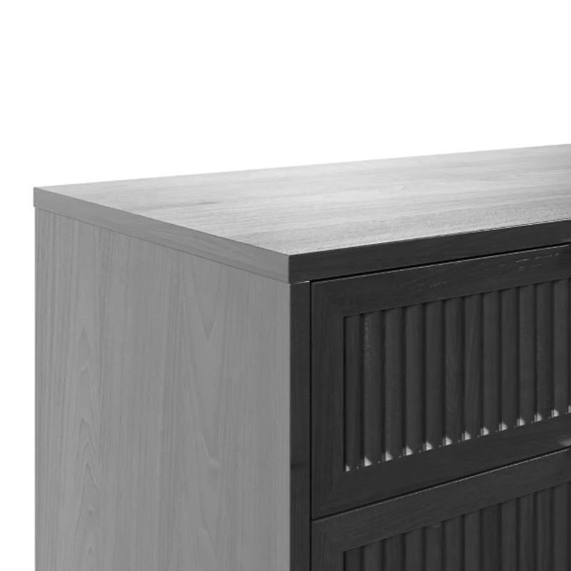 Black Wood Reeded Bedroom Dresser