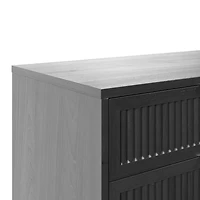 Black Wood Reeded Bedroom Dresser