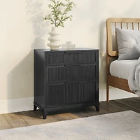Black Wood Reeded Bedroom Dresser