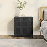Black Wood Reeded Bedroom Dresser