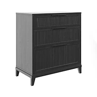 Black Wood Reeded Bedroom Dresser