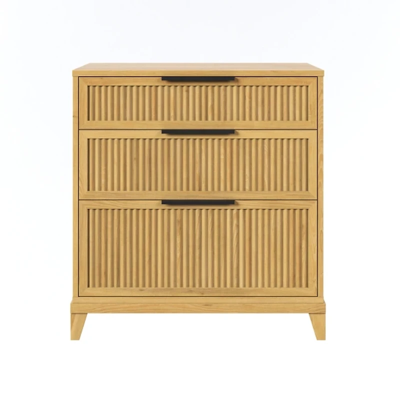 Natural Wood Reeded Bedroom Dresser