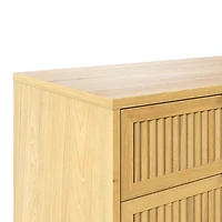 Natural Wood Reeded Bedroom Dresser