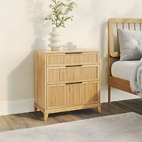 Natural Wood Reeded Bedroom Dresser