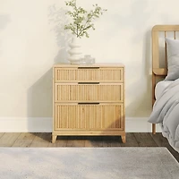 Natural Wood Reeded Bedroom Dresser