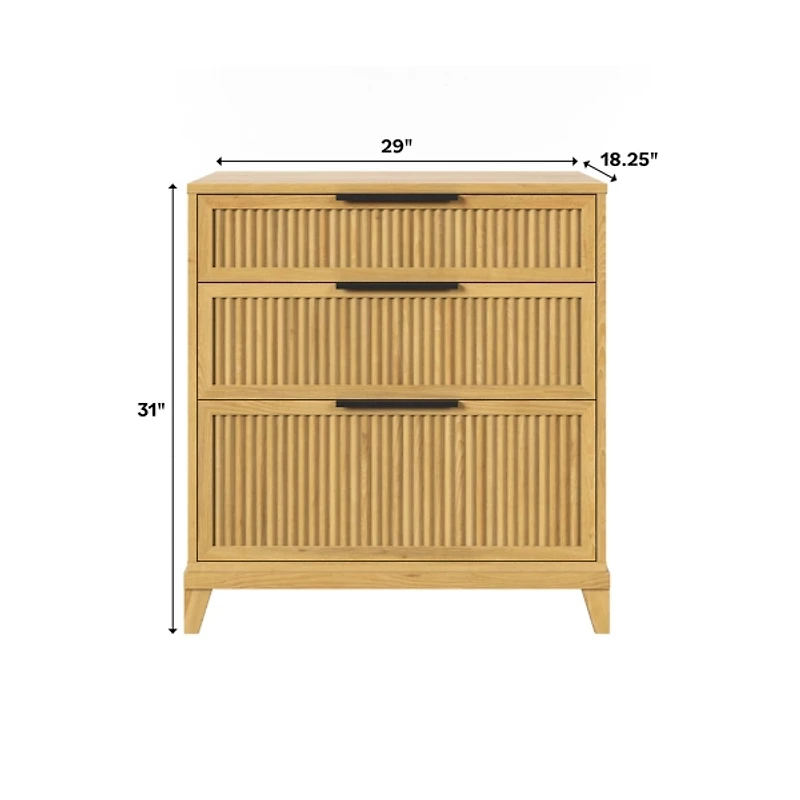 Natural Wood Reeded Bedroom Dresser