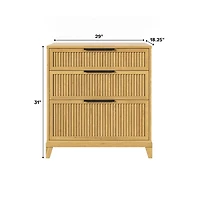 Natural Wood Reeded Bedroom Dresser