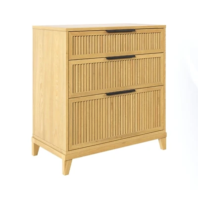 Natural Wood Reeded Bedroom Dresser