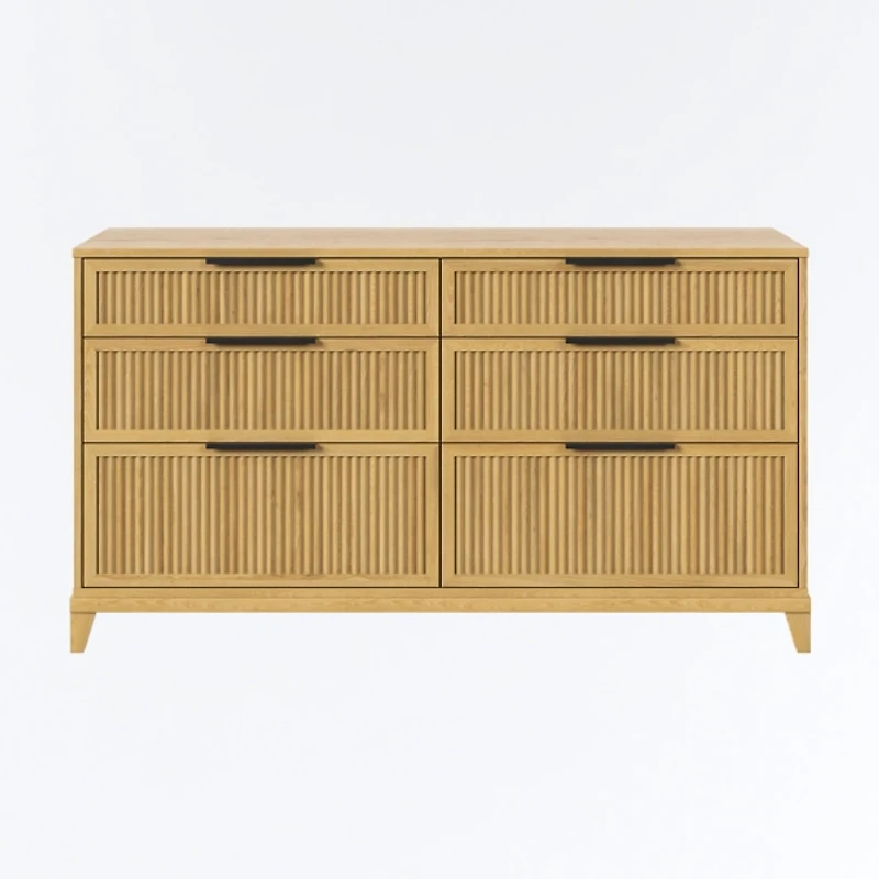 Natural Transitional 6-Drawer Storage Dresser