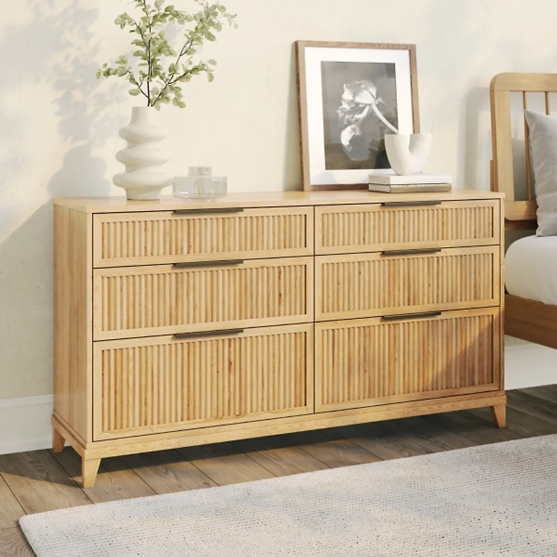 Natural Transitional 6-Drawer Storage Dresser