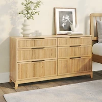 Natural Transitional 6-Drawer Storage Dresser