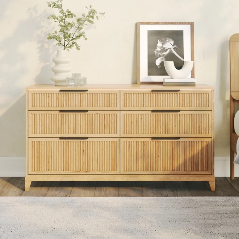 Natural Transitional 6-Drawer Storage Dresser
