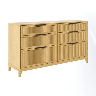 Natural Transitional 6-Drawer Storage Dresser