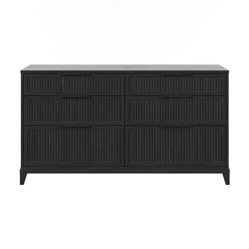 Black Transitional 6-Drawer Storage Dresser