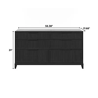 Black Transitional 6-Drawer Storage Dresser