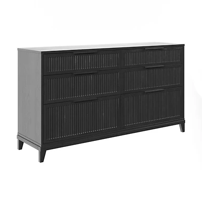 Black Transitional 6-Drawer Storage Dresser