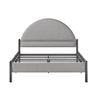 Gray Upholstered Curved Headboard Queen Bed