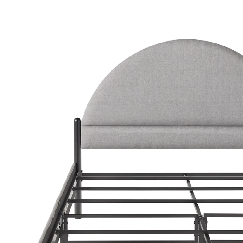 Gray Upholstered Curved Headboard Queen Bed