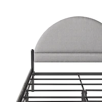 Gray Upholstered Curved Headboard Queen Bed