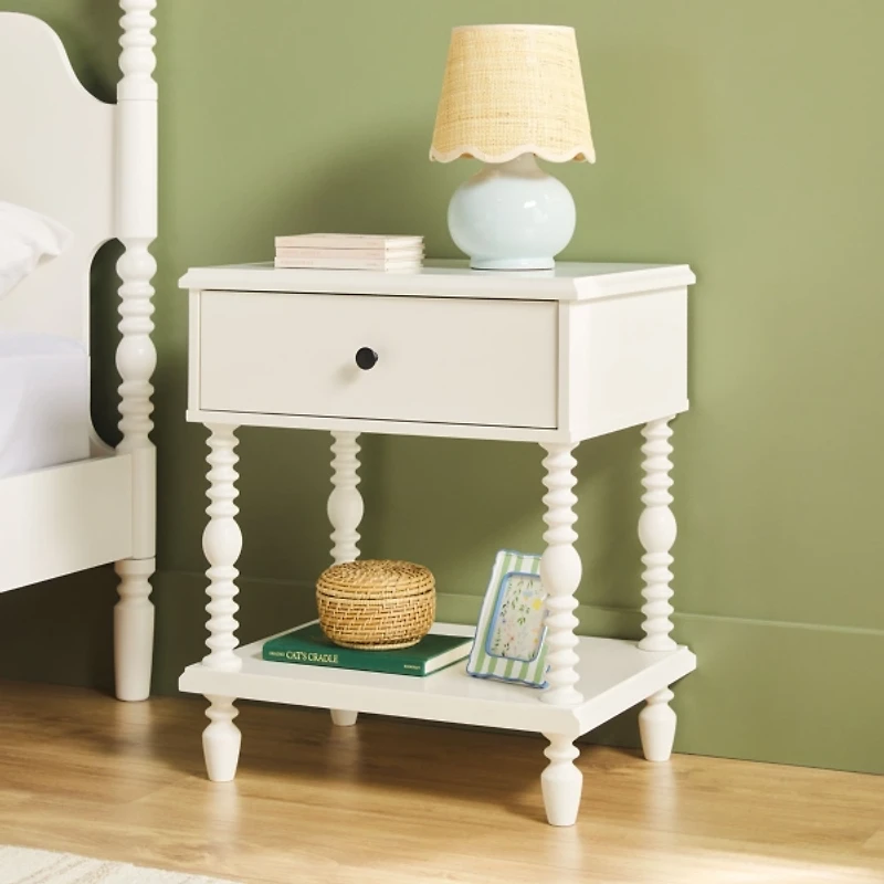 White Spindle Vivienne Nightstand